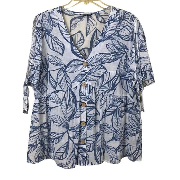 Unique Spectrum Boho Graphic V Neck Blouse Size Large - Picture 1 of 8